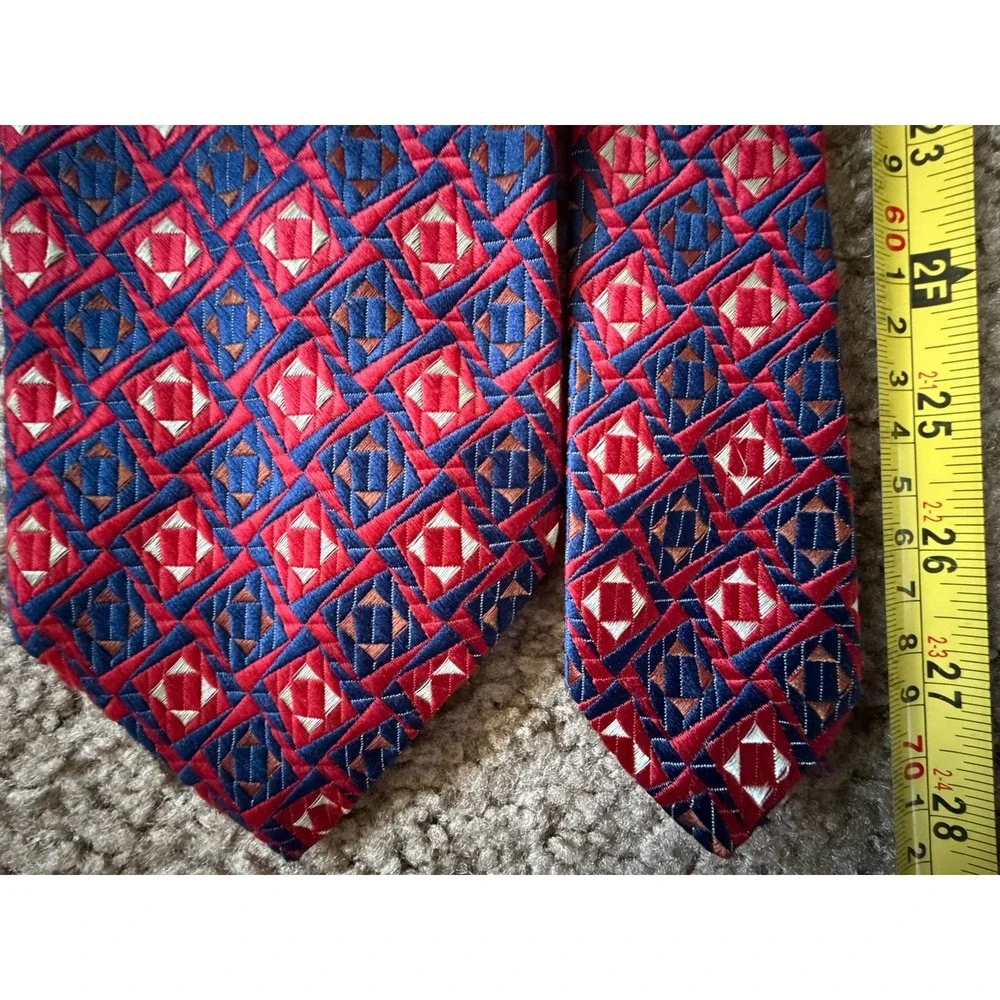 Oleg Cassini Neckwear Tie Red Blue  Geometric Pattern Polyester JBHS